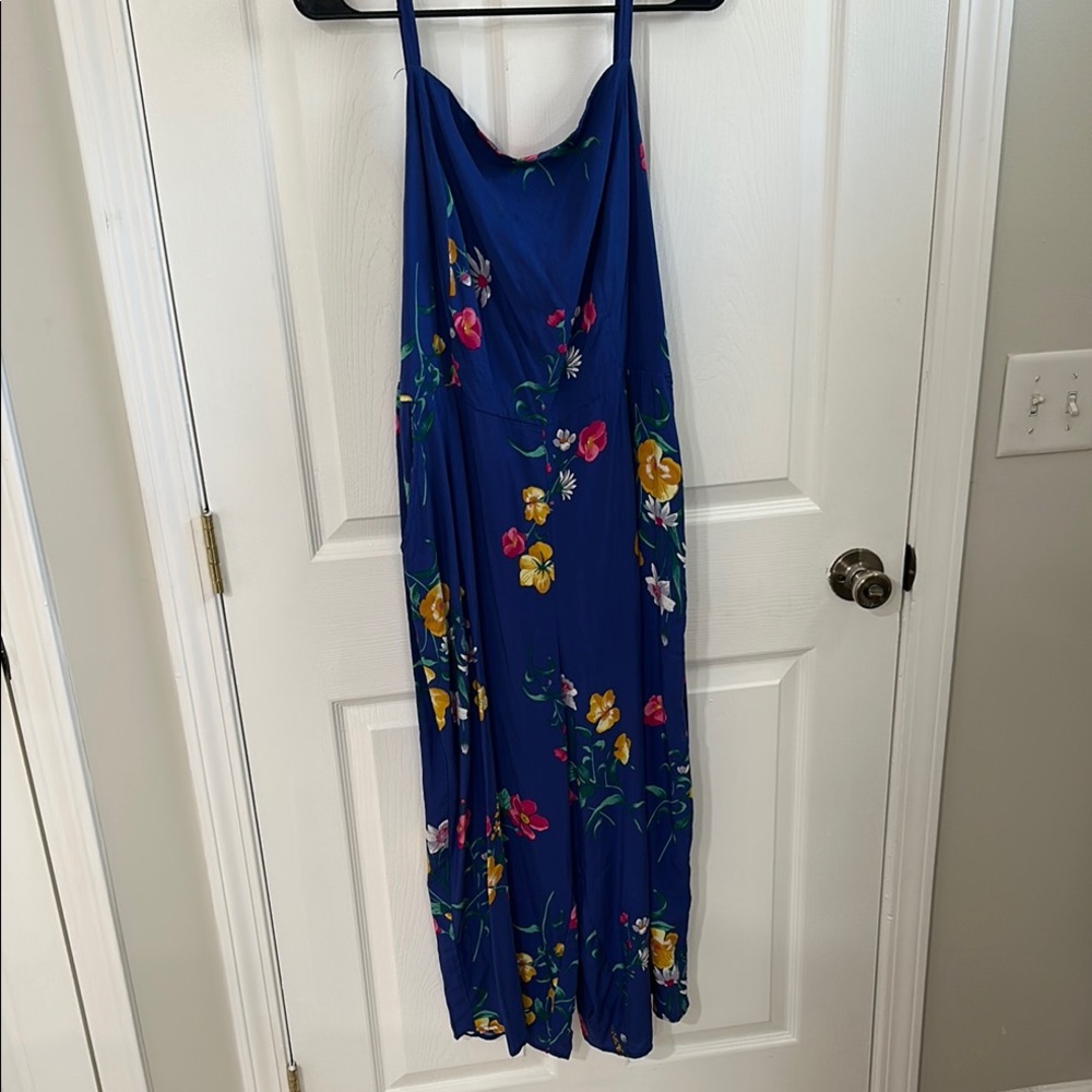 Floral Blue Maxi Jumpsuit